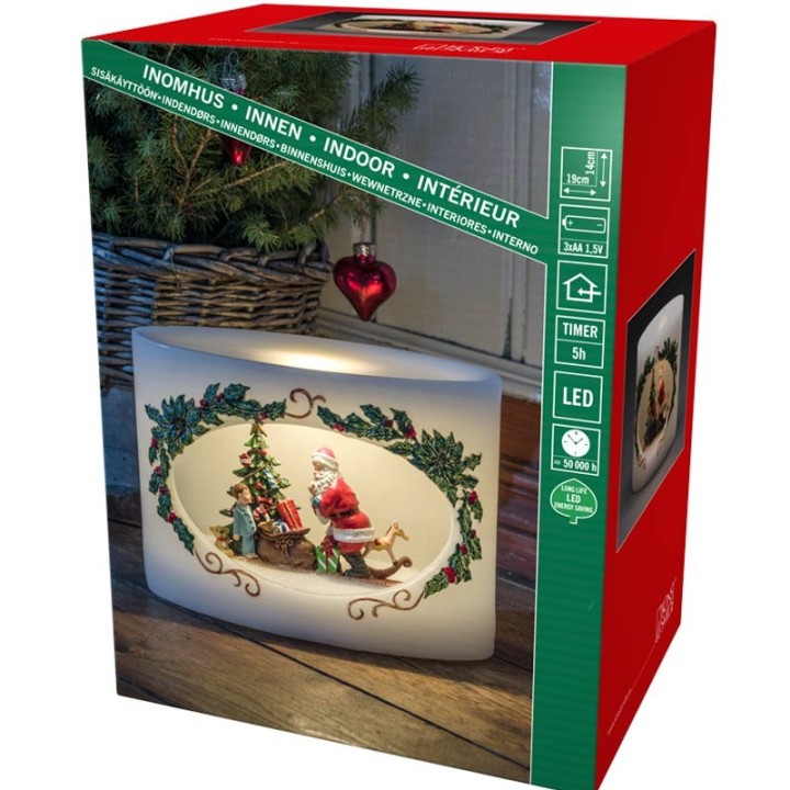 Bougie à LED Père Noël avec enfant