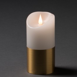 Bougie LED à flamme vacillante aspect cire, 15,5 cm, bague couleur laiton