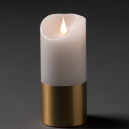 Bougie LED à flamme vacillante aspect cire, 17,5 cm, bague couleur laiton