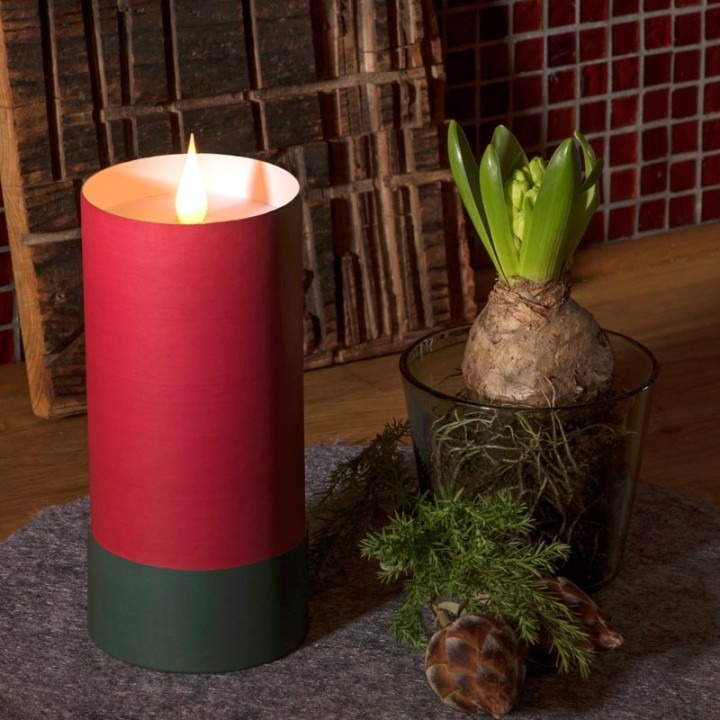 Bougie LED à flamme vacillante, rouge,15,5 cm 