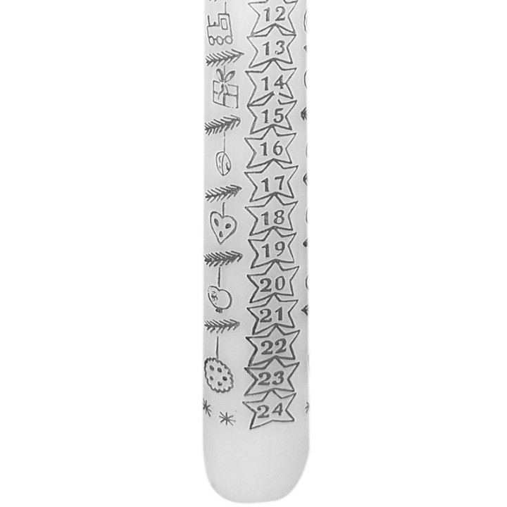 Bougie de l'Avent blanche graduée, 25 cm