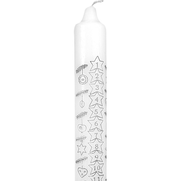 Bougie blanche de l'Avent graduée, 25 cm