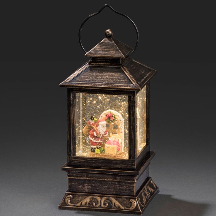 Lanterne à neige à LED avec Père Noël et enfants, 22 cm
