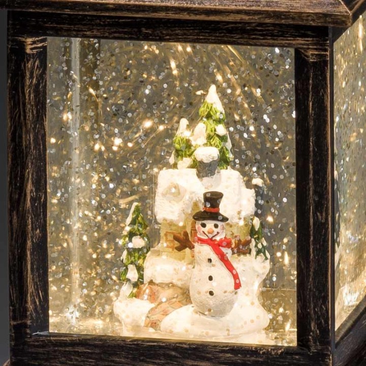 Lanterne à neige à LED avec bonhomme de neige, 22 cm