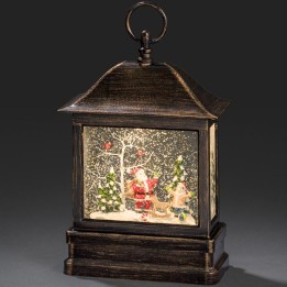 Lanterne à neige à LED avec Père Noël et enfant, 25 cm