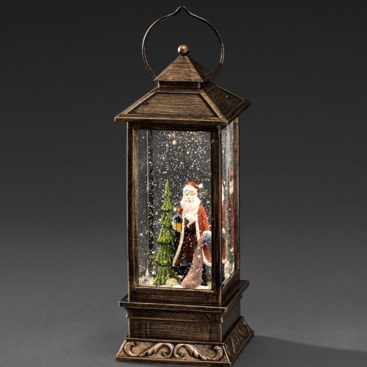 Lanterne à neige à LED avec Père Noël, 27 cm