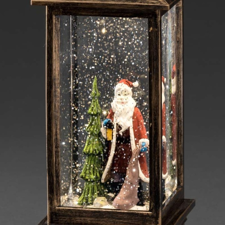 Lanterne à neige à LED avec Père Noël, 27 cm