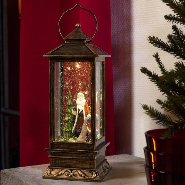 Lanterne à neige à LED avec Père Noël, 27 cm