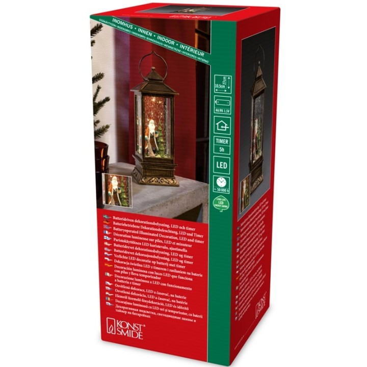 Lanterne à neige à LED avec Père Noël, 27 cm