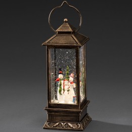 Lanterne à neige à LED avec bonhommes de neige, 27 cm