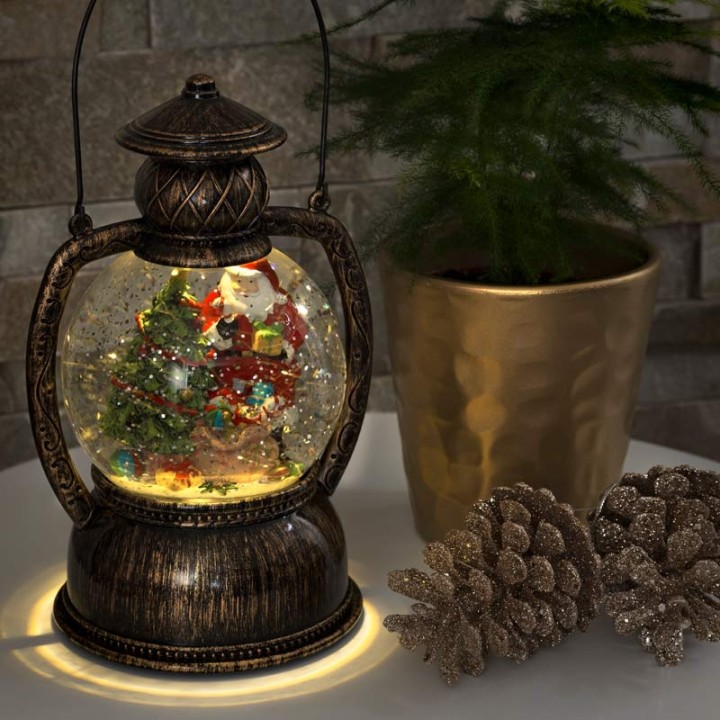 Lanterne à neige boule à LED Père Noël, 20 cm