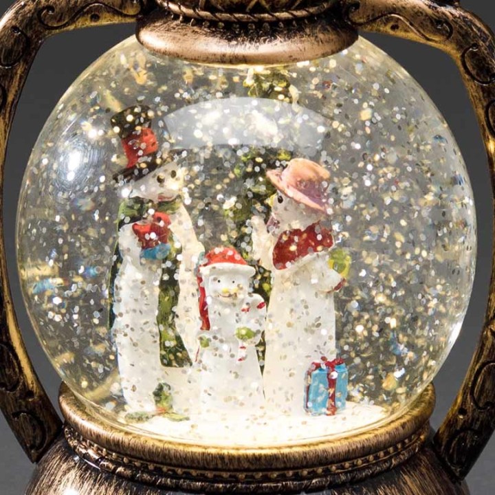 Lanterne à neige boule à LED, famille bonshommes de neige, 20 cm
