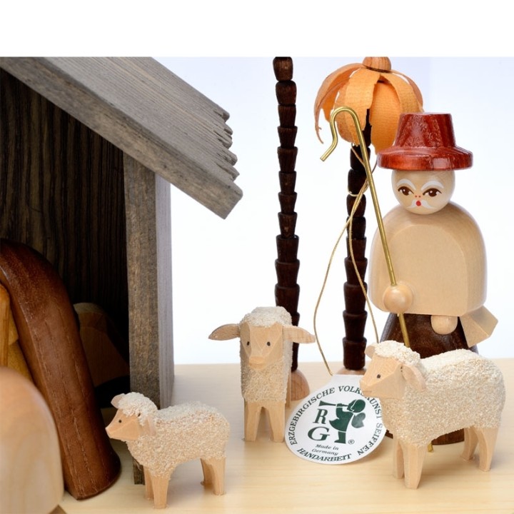 
Enfant Jésus, Joseph et Marie dans la crèche de Noel