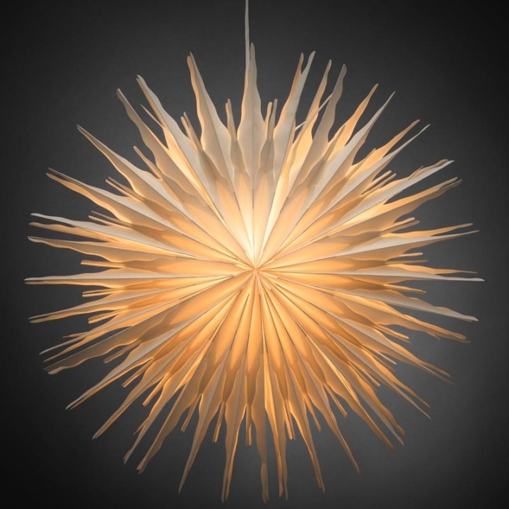 Étoile lumineuse électrique en papier à suspendre, blanche, 66 cm