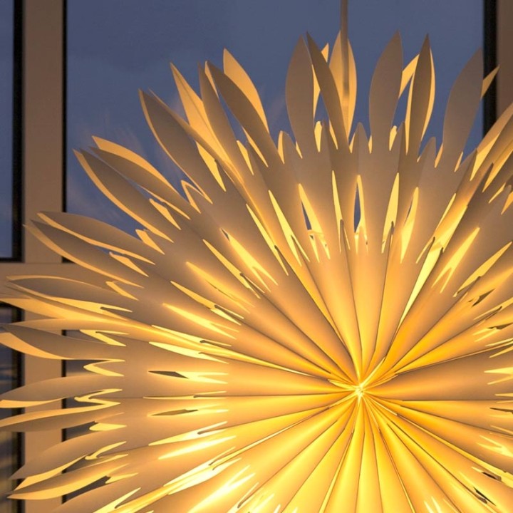 Étoile lumineuse électrique en papier à suspendre, blanche, 60 cm