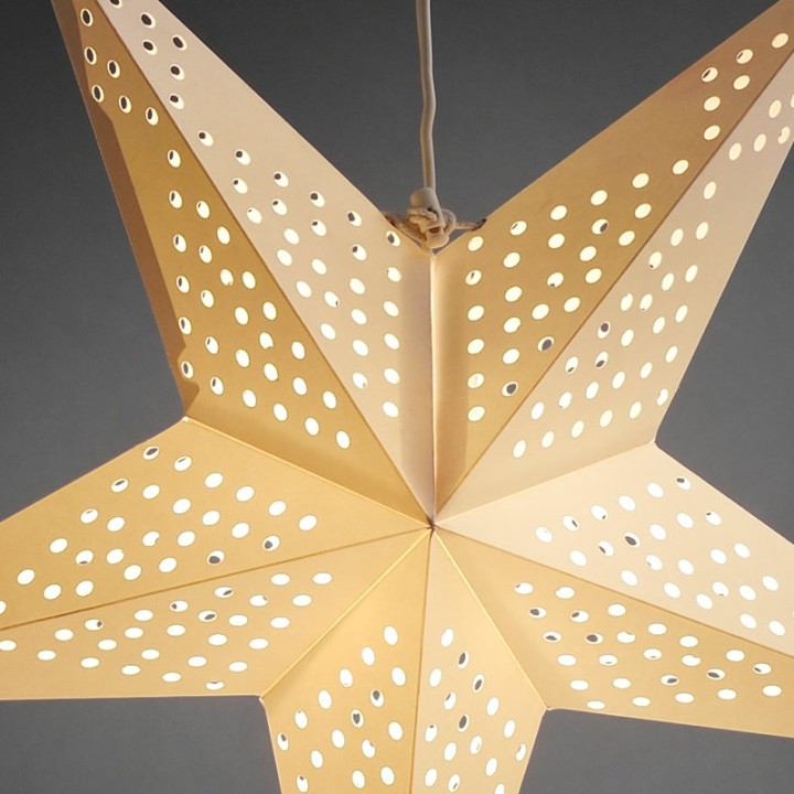 Étoile lumineuse électrique 5 branches en papier, à suspendre, blanche, 52 cm