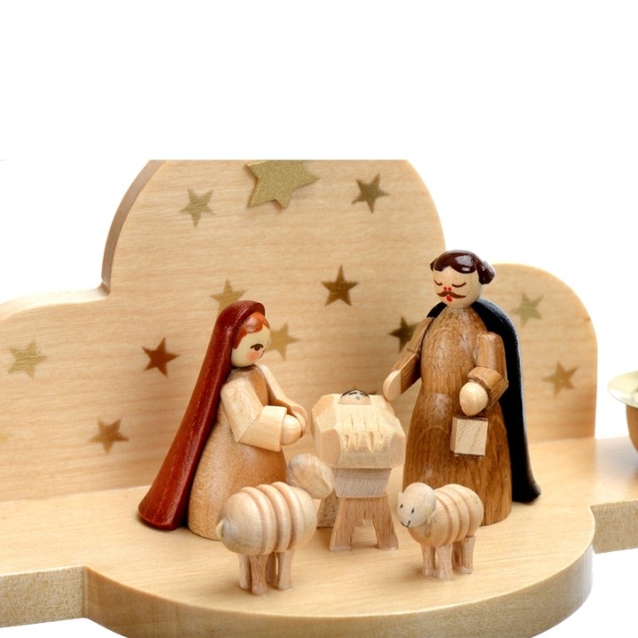 
Mini-crèche en bois avec nativité 