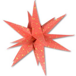 Étoile lumineuse électrique 9 branches en papier, à suspendre, rouge, 45 cm