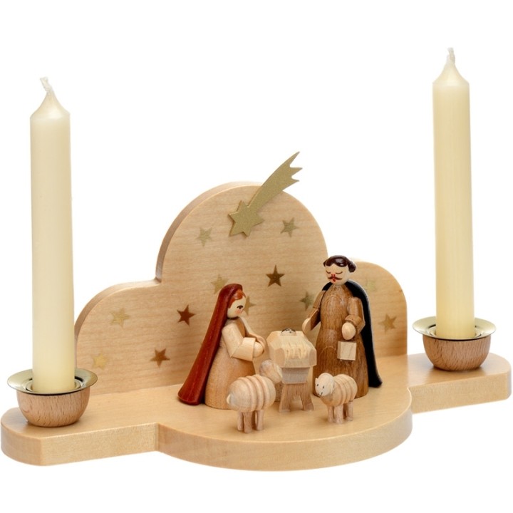 
Achat mini creche de Noel avec bougies  blanches
