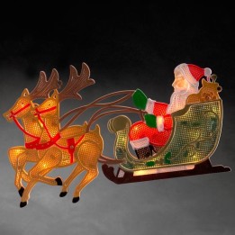 Père Noël lumineux avec traineau et rennes 