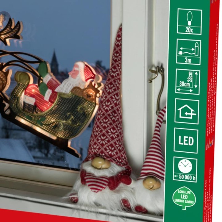 Père Noël lumineux avec traineau et rennes 
