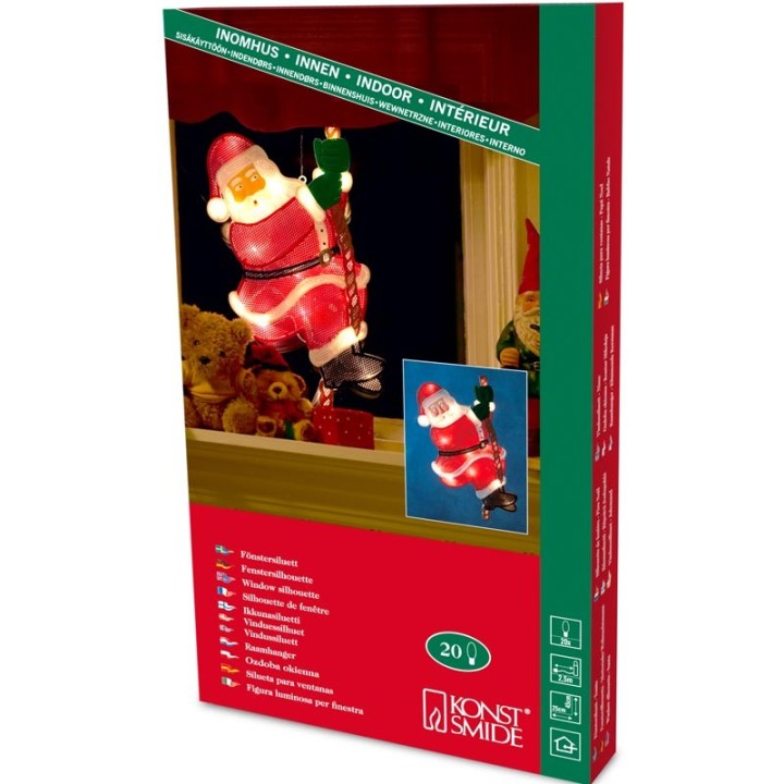 Père Noël lumineux grimpeur sur une corde