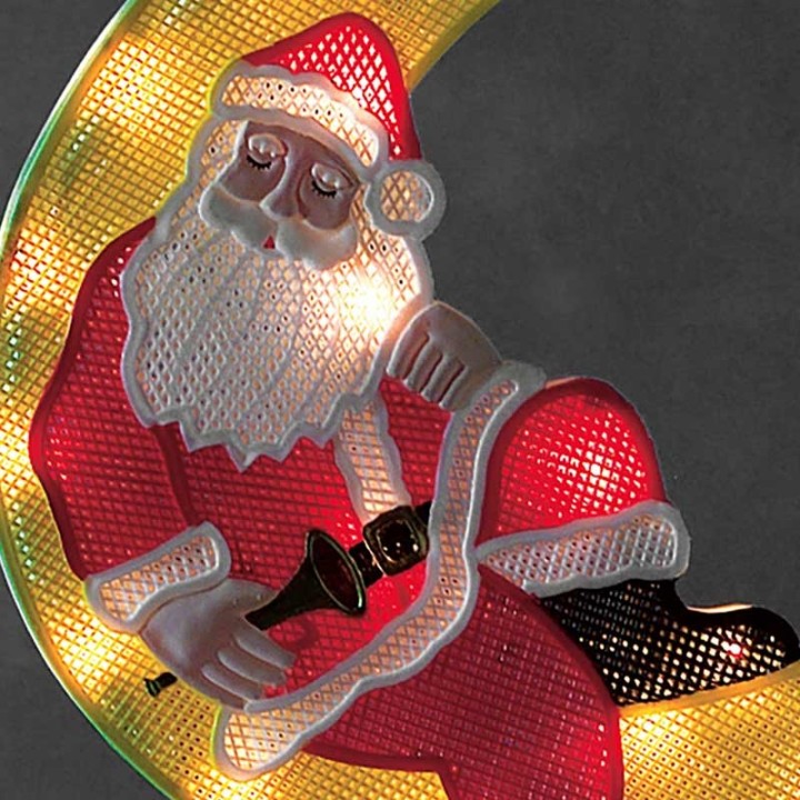 Père Noël lumineux sur la lune