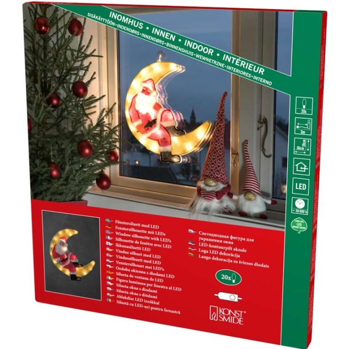 Père Noël lumineux sur la lune