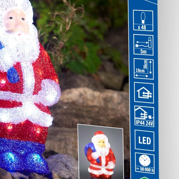 Père Noël lumineux à LED pour extérieur, 36 cm