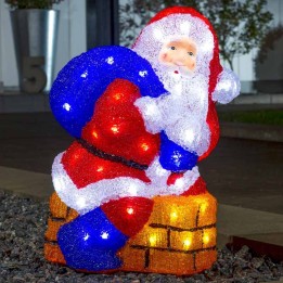 Père Noël lumineux à LED avec cheminée pour extérieur, 37 cm