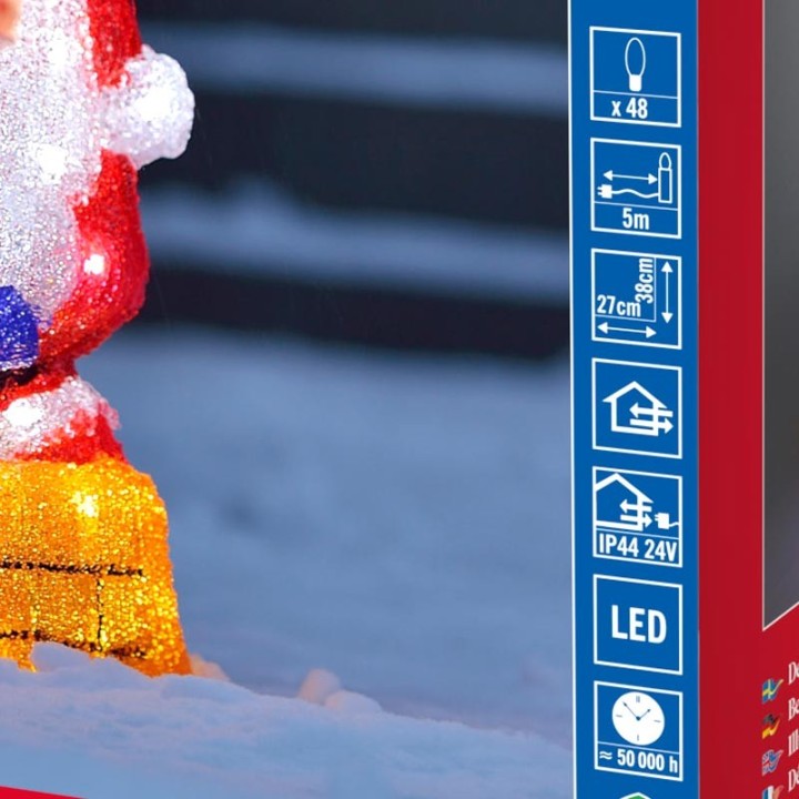 Père Noël lumineux à LED avec cheminée pour extérieur, 37 cm