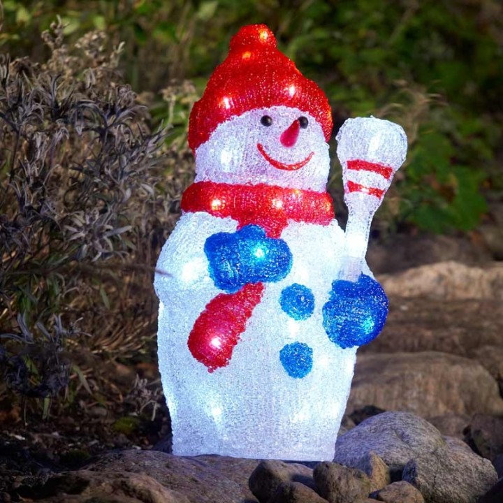 Bonhomme de neige lumineux à LED pour extérieur, 38 cm