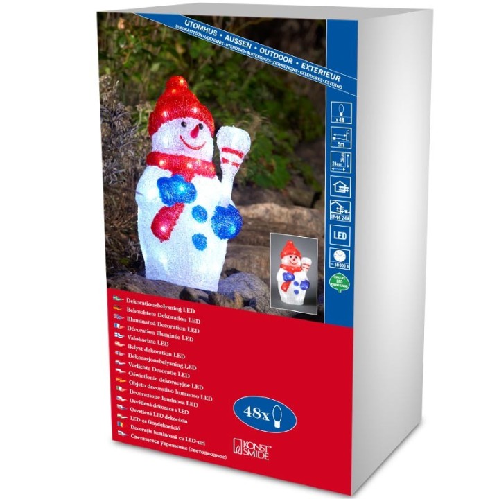 Bonhomme de neige lumineux à LED pour extérieur, 38 cm