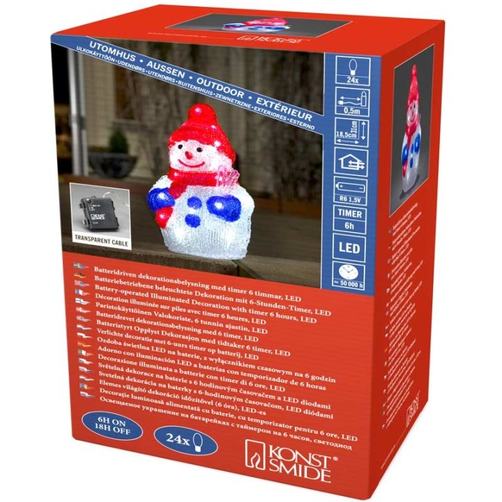 Petit bonhomme de neige lumineux à LED pour extérieur, 31 cm