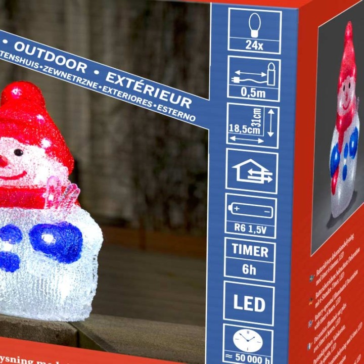 Petit bonhomme de neige lumineux à LED pour extérieur, 31 cm