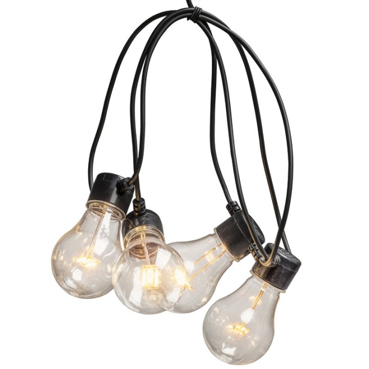 Guirlande lumineuse de terrasse 10 m extensible, 10 ampoules ambrées