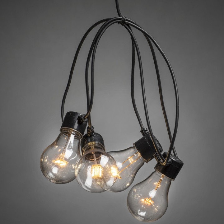 Guirlande lumineuse de terrasse 10 m extensible, 10 ampoules ambrées