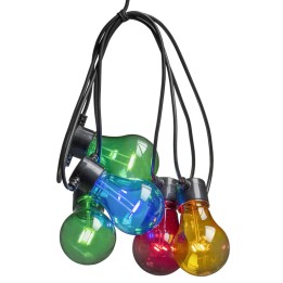 Guirlande lumineuse de terrasse 10 m extensible, 10 ampoules multicolores