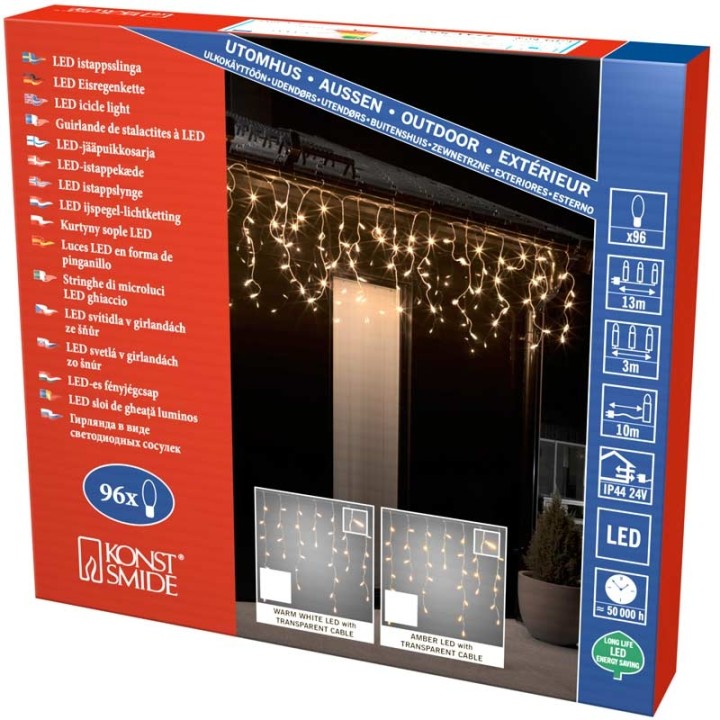 Rideau lumineux gouttière à effet neige à LED, 96 diodes