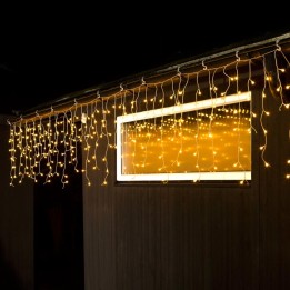 Rideau lumineux effet neige à LED, 200 diodes ambrées