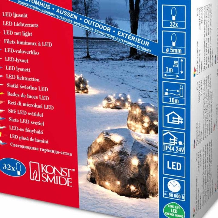 Décoration Noël extérieur, filet lumineux à LED, 32 diodes