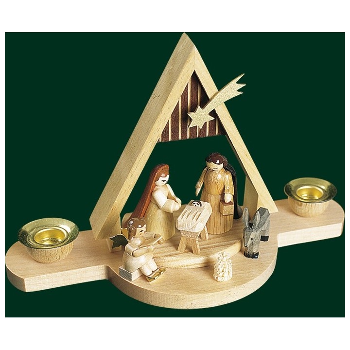 Crèche en bois de Noël avec Jésus et Marie