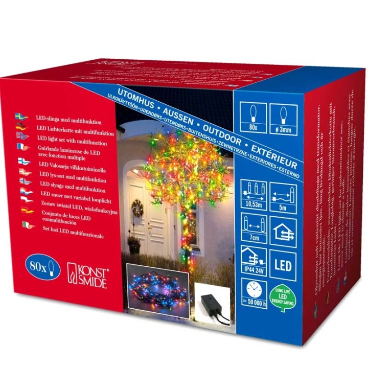 Guirlande lumineuse exterieur LED, 80 diodes multicolores