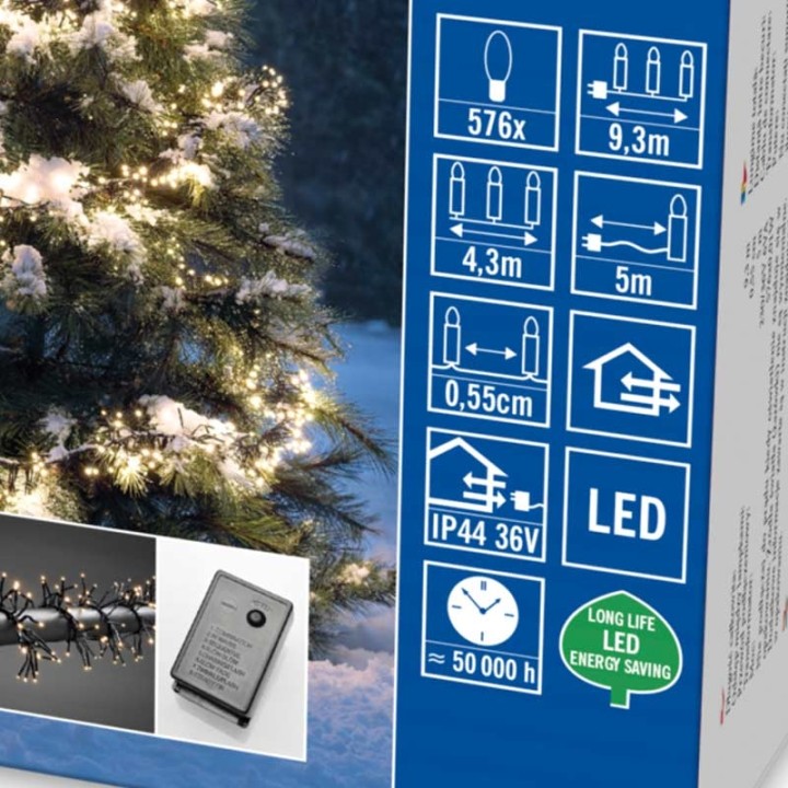 Guirlande lumineuse extérieur à LED, 576 diodes blanches