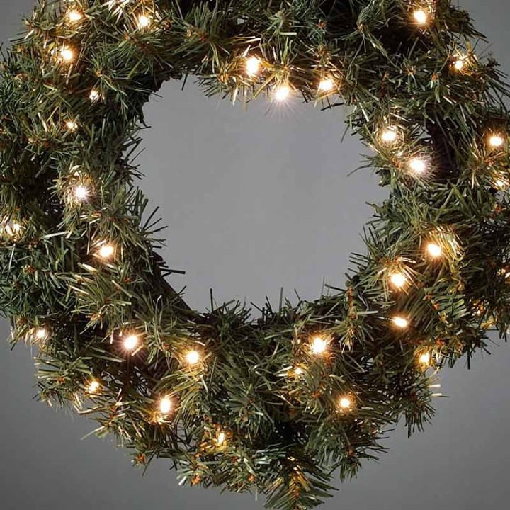 Couronne de sapin extérieur à LED, 45 cm