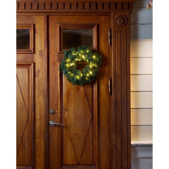 Couronne de sapin extérieur à LED, 45 cm