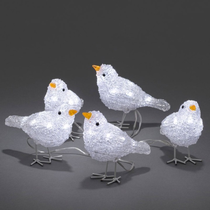 Décoration de Noël exterieur, 5 oiseaux lumineux à LED