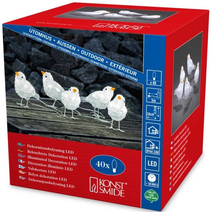 Décoration de Noël exterieur, 5 oiseaux lumineux à LED