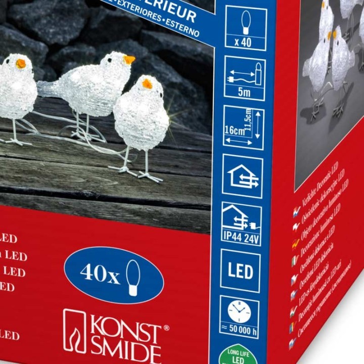 Décoration de Noël exterieur, 5 oiseaux lumineux à LED