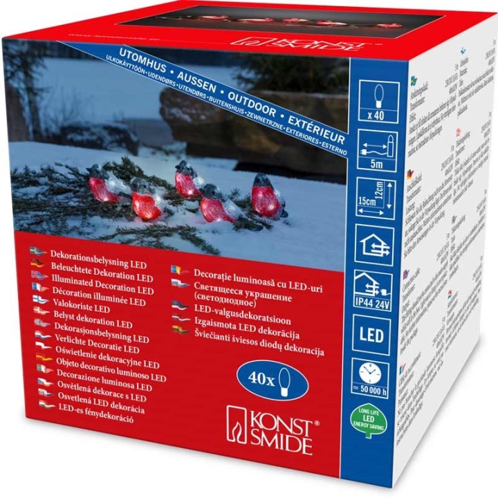 Oiseaux lumineux Led, 5 rouge-gorge
